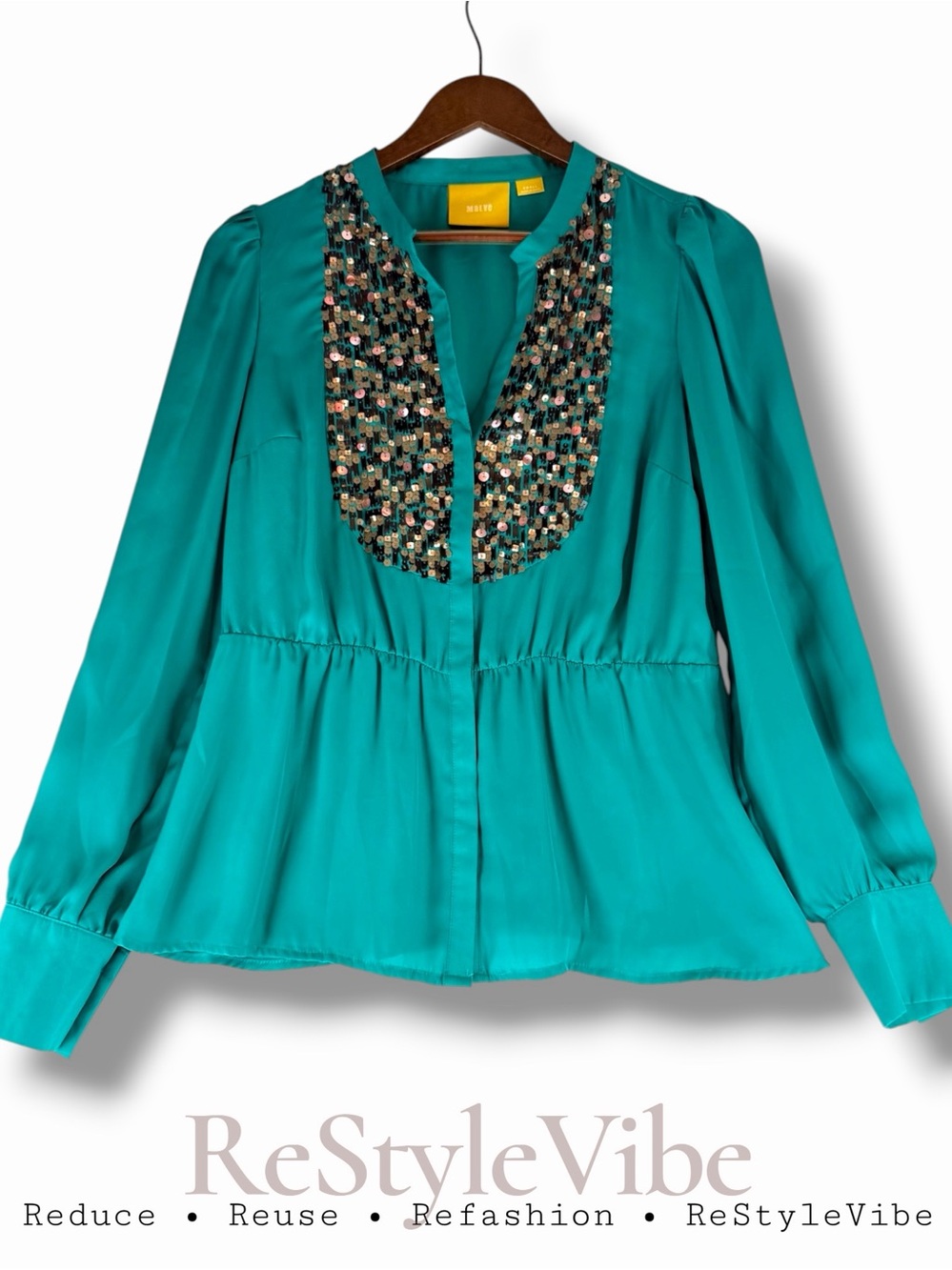 MAEVE ANTHROPOLOGIE Women’s Size S Top Blouse Shirt Button Front Closure Sequin